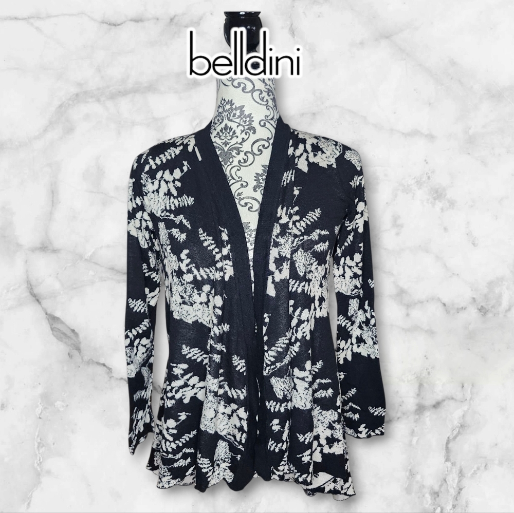 BELLDINI Black and White Floral Cardigan - Small